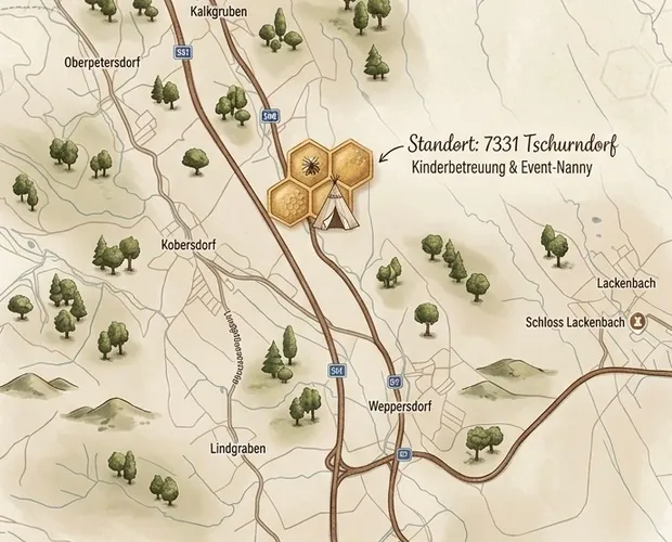 Karte zum Standort Kinderbetreuung Bienenstock, Berggasse 13, 7331 Tschurndorf